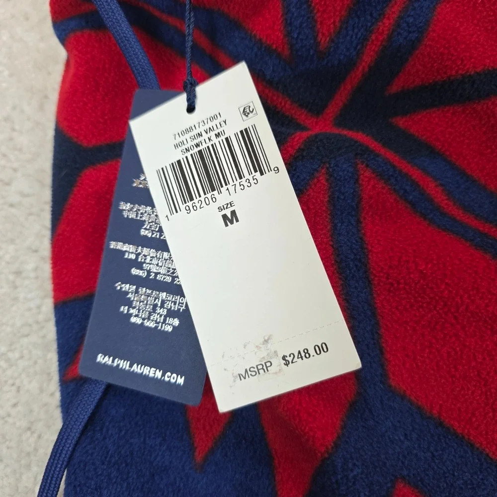 Polo Ralph Lauren Fleece Jogger Pants Mens M Blue Green Snowflake Fair Isle NWT